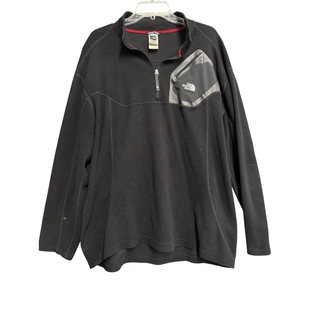 The‎ North Face Pullover Mens 2XL Black 1/4 Zip Chest Pocket Outdoor Hiking